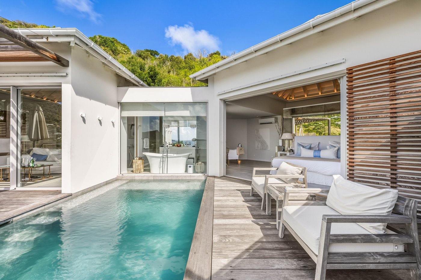 Le Toiny suite with private pool, bedroom and terrace